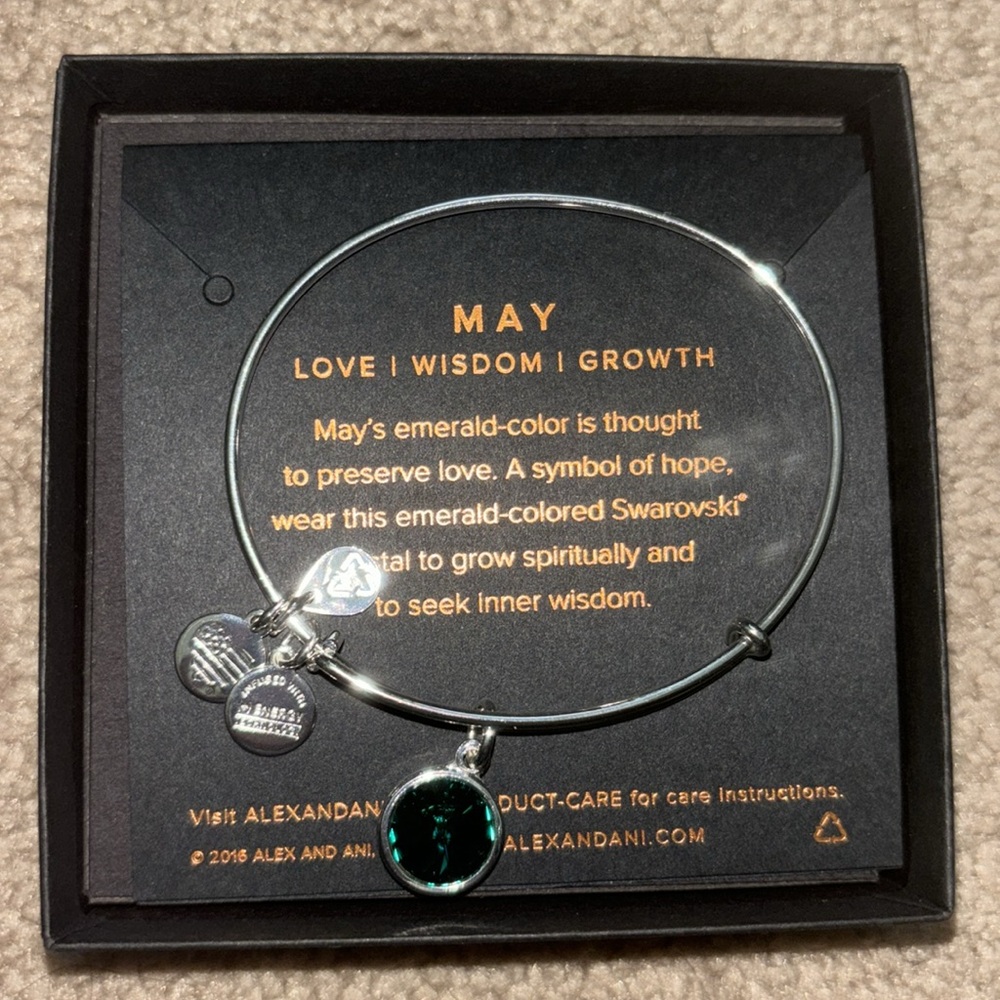 Alex and Ami silver May birthstone bracelet